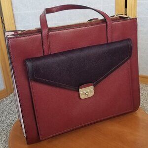 Kate Spade Large Tote Zarinah Hyde Tote Pink Burgundy Leather Suede Shoulder Bag